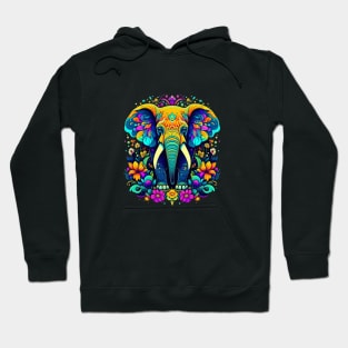 Colorful Elephant with florals Hoodie